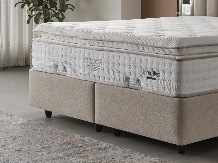 Pat tapitat Touch, cadru metalic cu somiera rabatabila si lada depozitare [10]