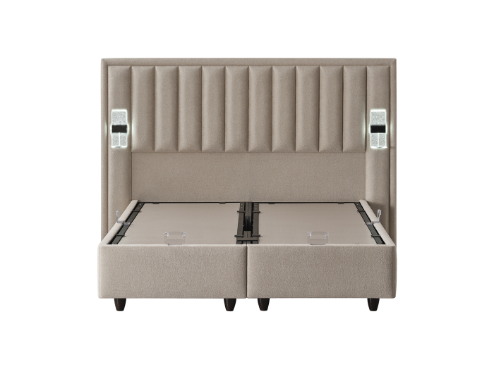 Pat tapitat Touch, cadru metalic cu somiera rabatabila si lada depozitare [14]