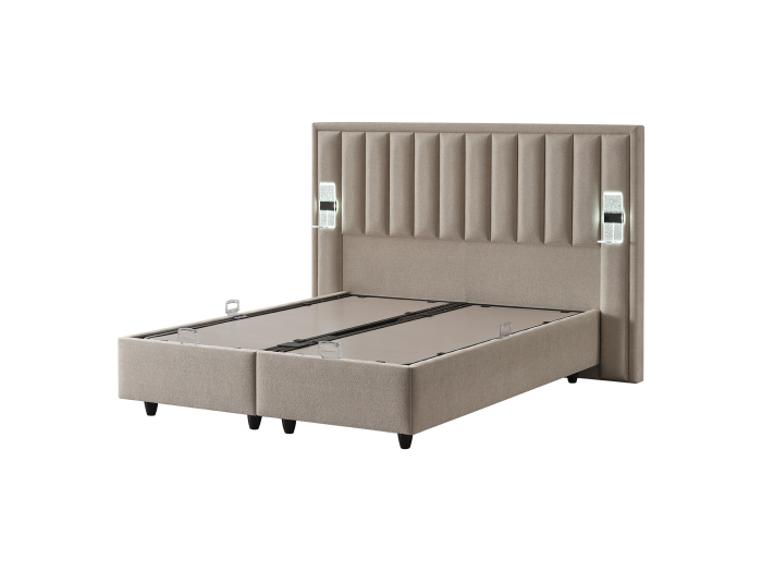 Pat tapitat Touch, cadru metalic cu somiera rabatabila si lada depozitare [15]