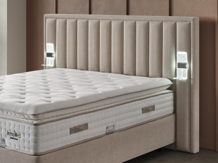 Pat tapitat Touch, cadru metalic cu somiera rabatabila si lada depozitare [4]