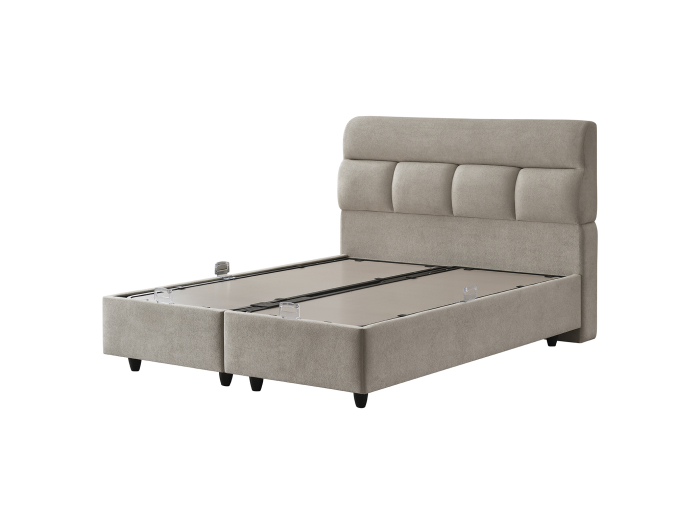 Pat tapitat Premium Royal, cadru metalic cu somiera rabatabila si lada depozitare [13]