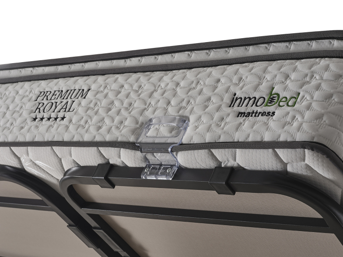 Pat tapitat Premium Royal, cadru metalic cu somiera rabatabila si lada depozitare [12]