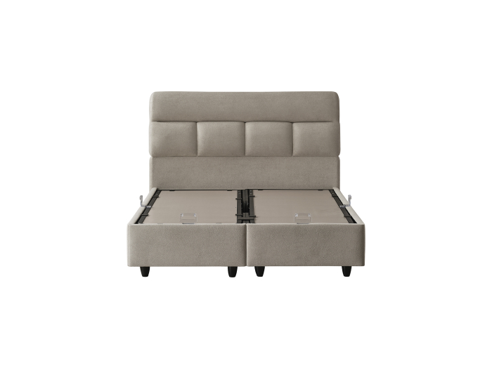 Pat tapitat Premium Royal, cadru metalic cu somiera rabatabila si lada depozitare [14]