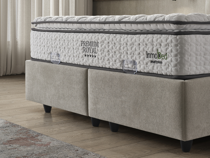 Pat tapitat Premium Royal, cadru metalic cu somiera rabatabila si lada depozitare [6]