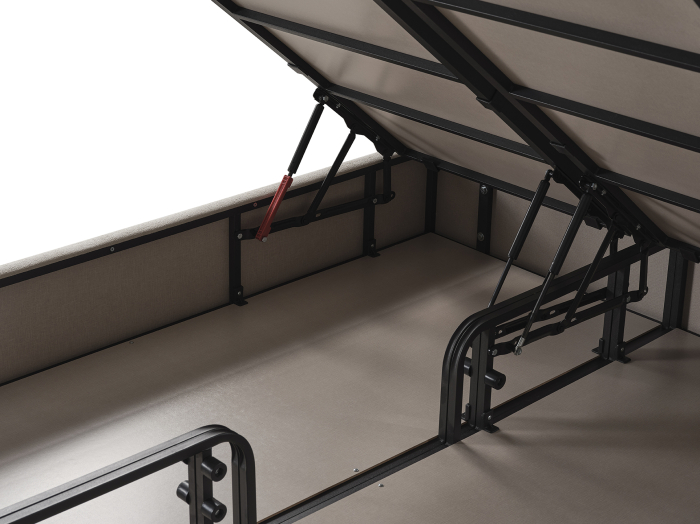 Pat tapitat Premium Royal, cadru metalic cu somiera rabatabila si lada depozitare [11]