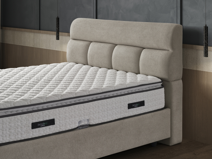 Pat tapitat Premium Royal, cadru metalic cu somiera rabatabila si lada depozitare [5]