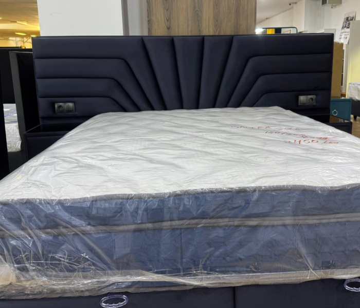 Pat tapitat Venus, cadru metalic cu somiera rabatabila si lada depozitare [8]