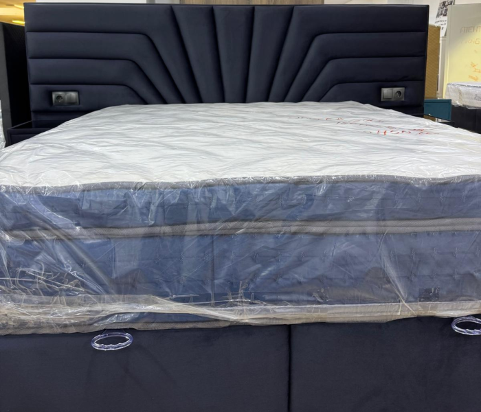 Pat tapitat Venus, cadru metalic cu somiera rabatabila si lada depozitare [6]