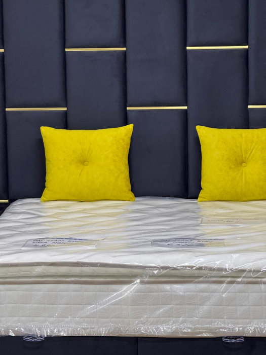 Pat tapitat Klass King, cadru metalic cu somiera rabatabila si lada depozitare [8]