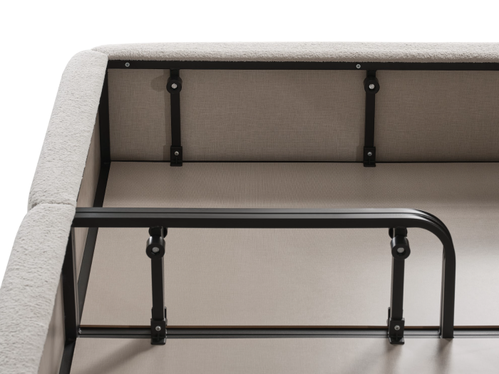 Pat tapitat Sunset, cadru metalic cu somiera rabatabila si lada depozitare [8]