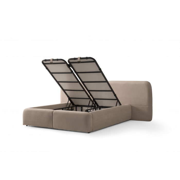 Pat tapitat Visco Star cadru metalic cu somiera rabatabila si lada depozitare [6]