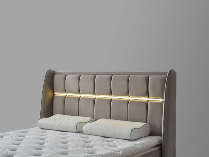 Pat tapitat Vital cadru metalic cu somiera rabatabila si lada depozitare [4]