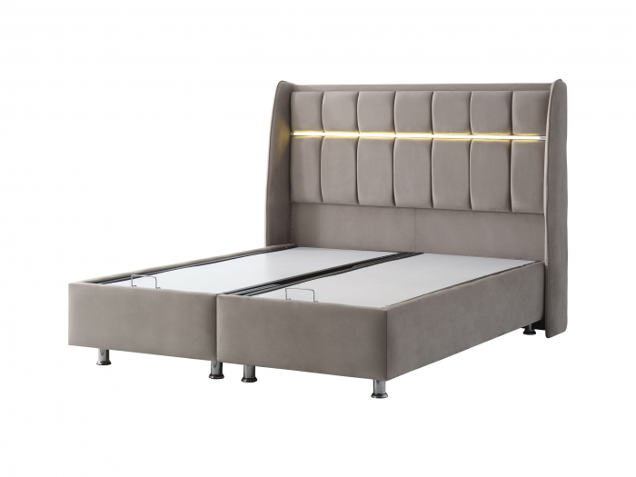 Pat tapitat Vital cadru metalic cu somiera rabatabila si lada depozitare [10]