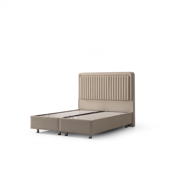 Pat tapitat Viva cadru metalic cu somiera rabatabila si lada depozitare [7]