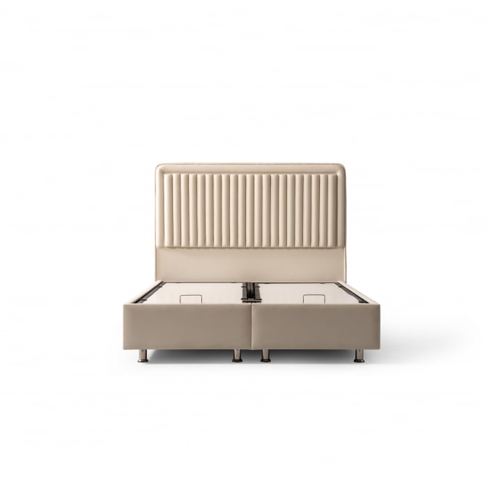 Pat tapitat Viva cadru metalic cu somiera rabatabila si lada depozitare [8]