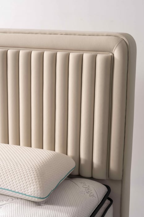 Pat tapitat Viva cadru metalic cu somiera rabatabila si lada depozitare [5]