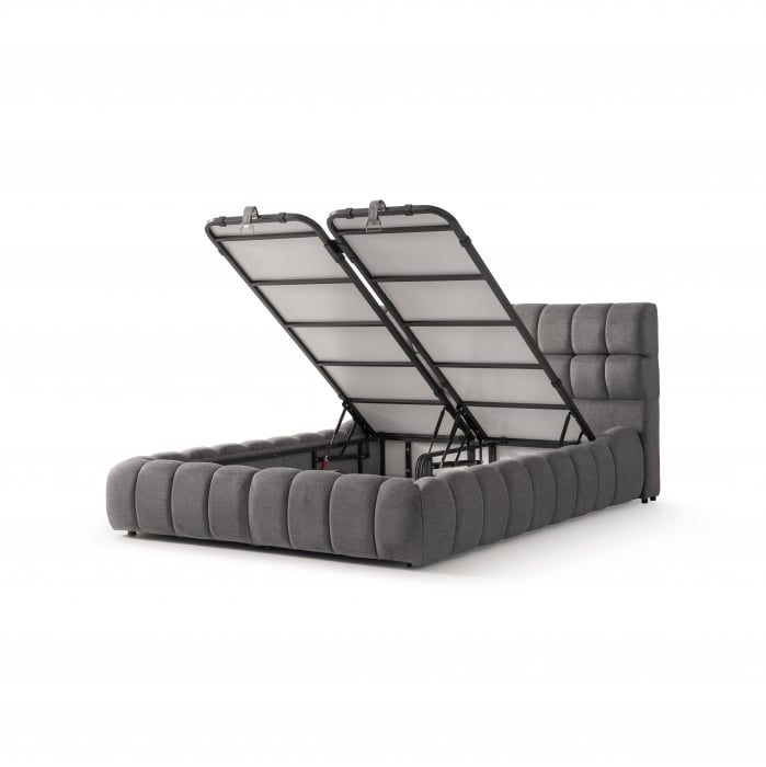 Pat tapitat Yildiz cadru metalic cu somiera rabatabila si lada depozitare [13]