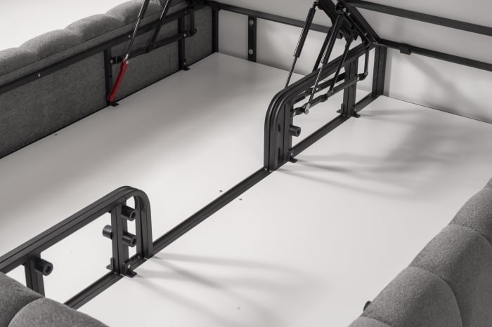 Pat tapitat Yildiz cadru metalic cu somiera rabatabila si lada depozitare [12]