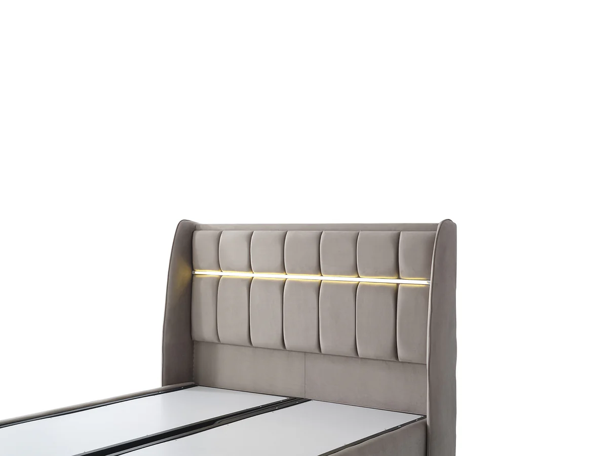 Pat tapitat Vital cadru metalic cu somiera rabatabila si lada depozitare [7]