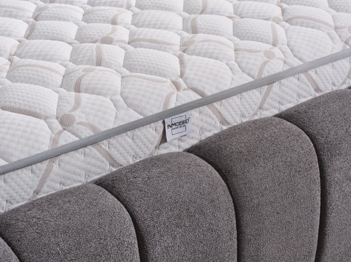 Pat tapitat Yildiz cadru metalic cu somiera rabatabila si lada depozitare [8]