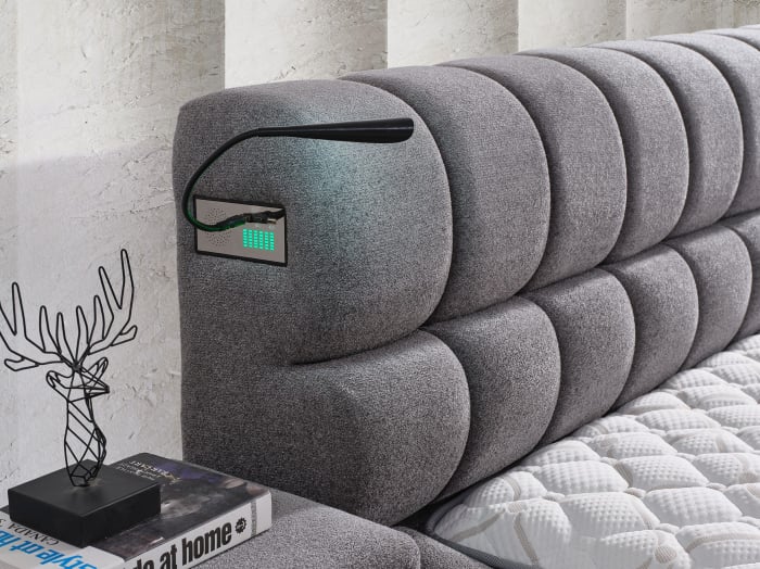 Pat tapitat Yildiz cadru metalic cu somiera rabatabila si lada depozitare [5]