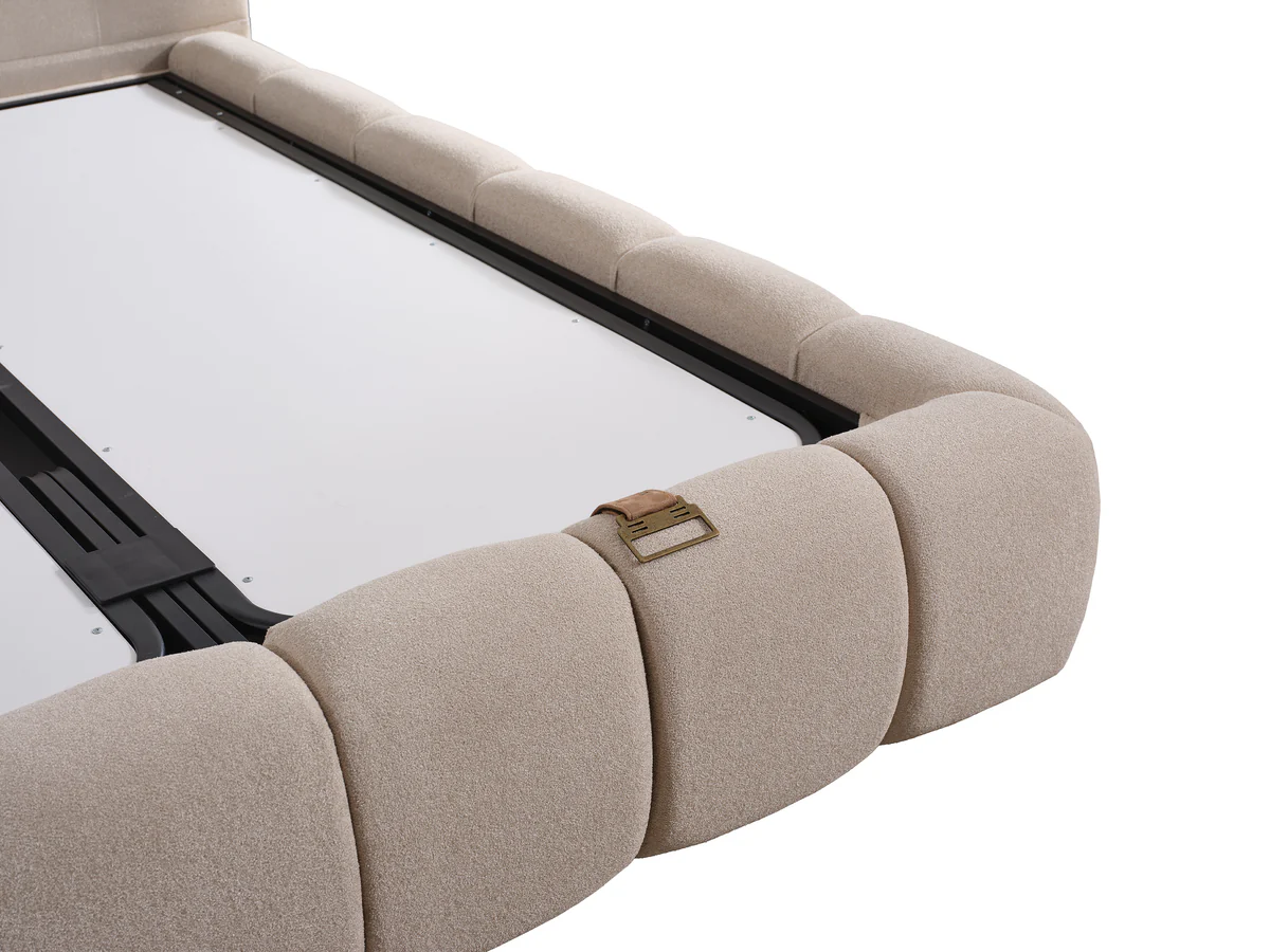 Pat tapitat Siesta cadru metalic cu somiera rabatabila si lada depozitare [9]