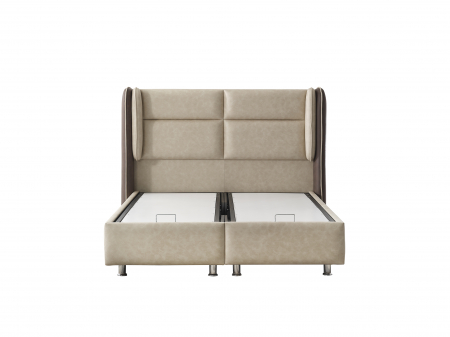 Pat tapitat Angel cadru metalic cu somiera rabatabila si lada depozitare [11]