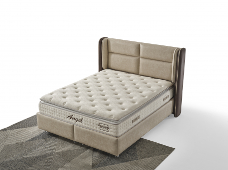 Pat tapitat Angel cadru metalic cu somiera rabatabila si lada depozitare [3]