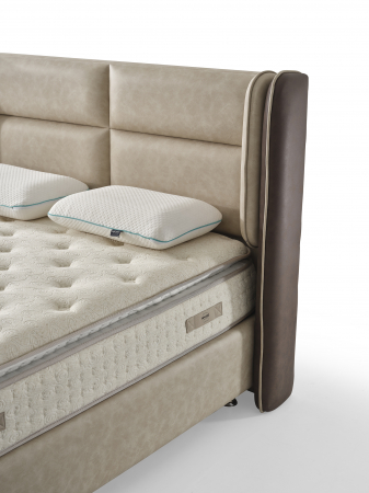 Pat tapitat Angel cadru metalic cu somiera rabatabila si lada depozitare [6]