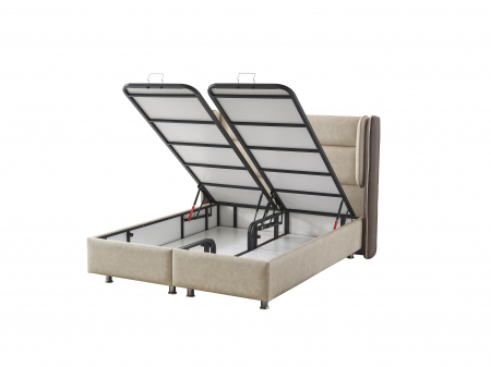 Pat tapitat Angel cadru metalic cu somiera rabatabila si lada depozitare [10]