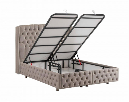 Pat tapitat Bentley cadru metalic cu somiera rabatabila si lada depozitare [2]