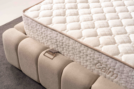 Pat tapitat Calm cadru metalic cu somiera rabatabila si lada depozitare [5]