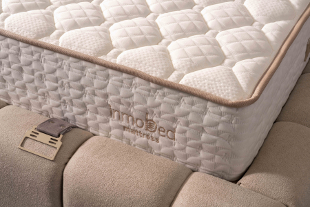 Pat tapitat Calm cadru metalic cu somiera rabatabila si lada depozitare [7]