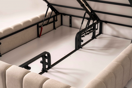 Pat tapitat Calm cadru metalic cu somiera rabatabila si lada depozitare [12]