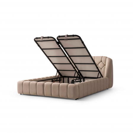 Pat tapitat Calm cadru metalic cu somiera rabatabila si lada depozitare [13]