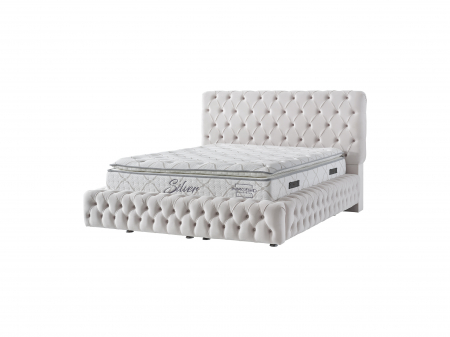 Pat tapitat Coral Chester cadru metalic cu somiera rabatabila si lada depozitare [9]