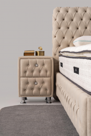 Pat tapitat Lorenzo cadru metalic cu somiera rabatabila si lada depozitare [6]