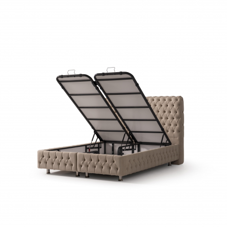 Pat tapitat Lorenzo cadru metalic cu somiera rabatabila si lada depozitare [9]