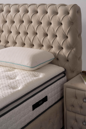 Pat tapitat Lorenzo cadru metalic cu somiera rabatabila si lada depozitare [4]