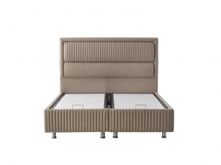 Pat tapitat Maya cadru metalic cu somiera rabatabila si lada depozitare [6]