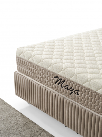 Pat tapitat Maya cadru metalic cu somiera rabatabila si lada depozitare [9]