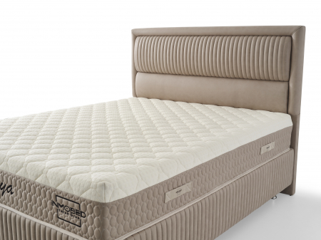 Pat tapitat Maya cadru metalic cu somiera rabatabila si lada depozitare [2]