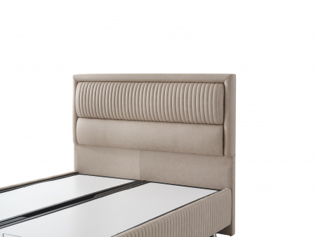 Pat tapitat Maya cadru metalic cu somiera rabatabila si lada depozitare [3]