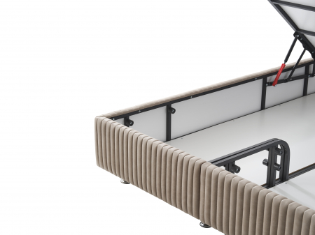 Pat tapitat Maya cadru metalic cu somiera rabatabila si lada depozitare [11]