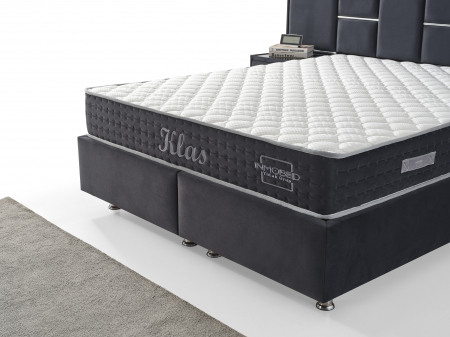 Pat tapitat Klass cadru metalic cu somiera rabatabila si lada depozitare depozitare  [3]