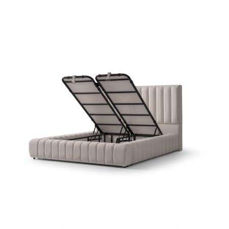 Pat tapitat Nova cadru metalic cu somiera rabatabila si lada depozitare [3]