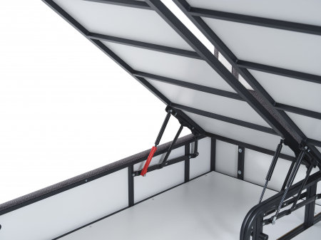 Pat tapitat Puffy cadru metalic cu somiera rabatabila si lada depozitare [5]