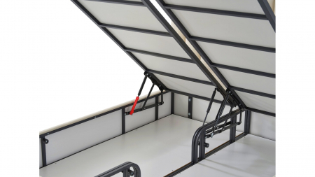 Pat tapitat Relax cadru metalic cu somiera rabatabila si lada depozitare [8]