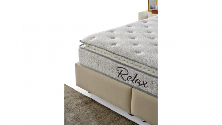 Pat tapitat Relax cadru metalic cu somiera rabatabila si lada depozitare [9]