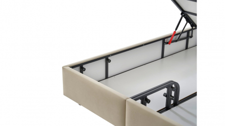 Pat tapitat Relax cadru metalic cu somiera rabatabila si lada depozitare [11]